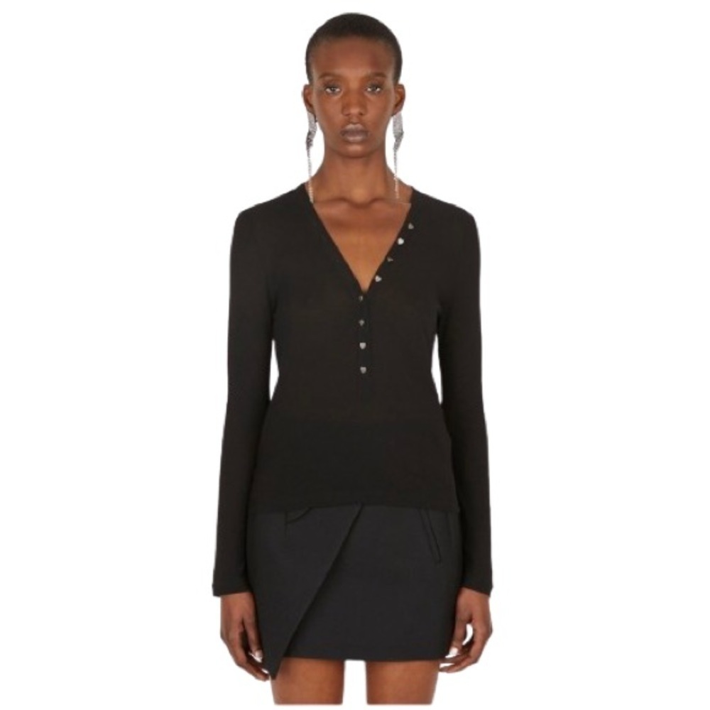 Yves Saint Laurent Black V-Neck Blouse